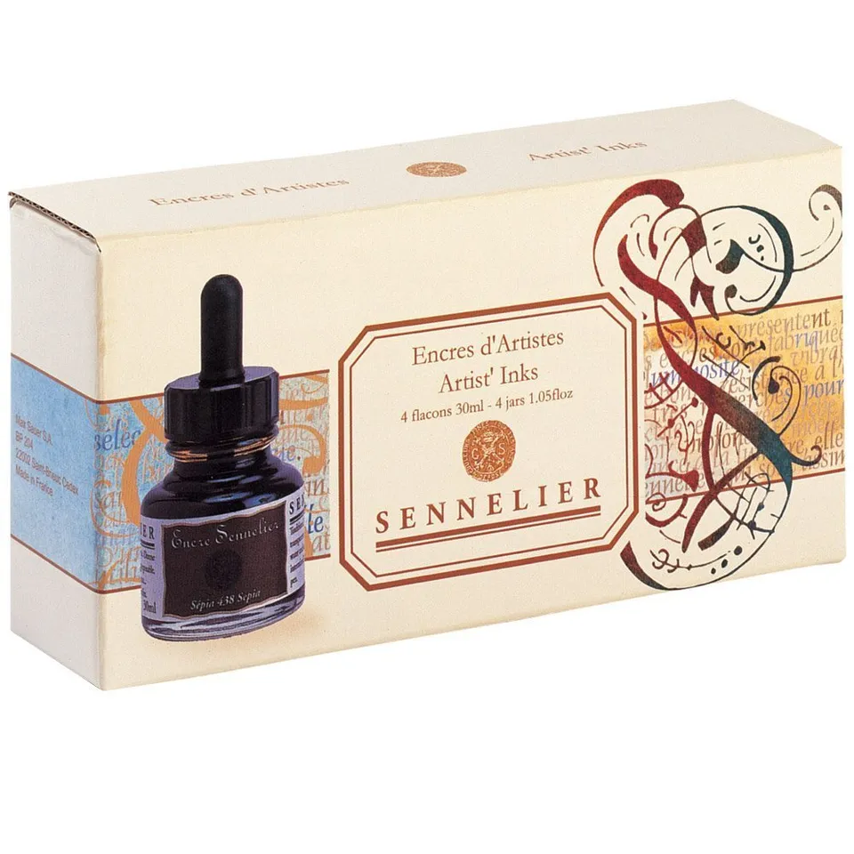 sennelier-encre-artiste-set-4-couleurs-30ml-dessin-et-calligraphie image 1