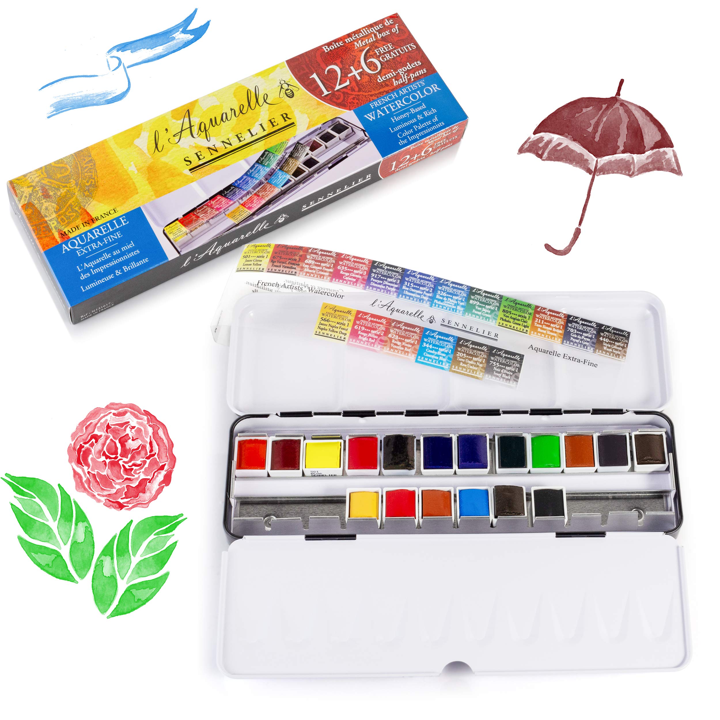 sennelier-l-aquarelle-extra-fine-bo-te-m-tal-12-demi-godets-6-offerts image 2