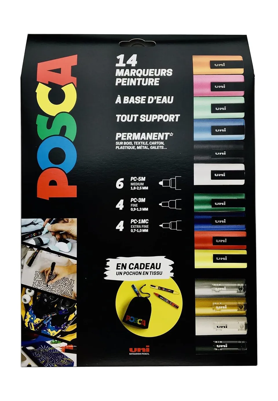 posca-maxi-pack-14-marqueurs-pochon-multi-pointes image 1