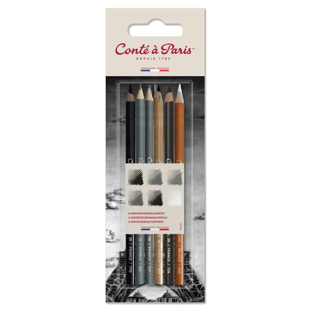 cont-paris-6-crayons-dessin-assortis-set-esquisse image 1