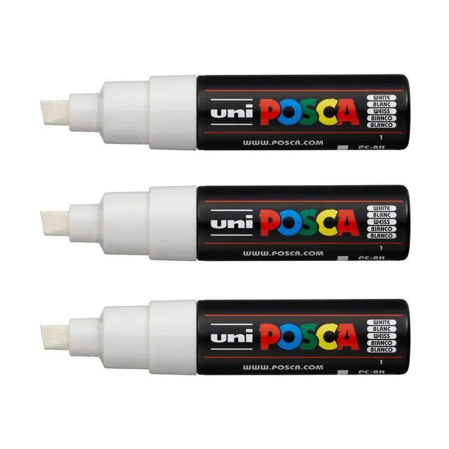 posca-pc-8k-lot-de-3-marqueurs-peinture-8-mm-blanc image 1