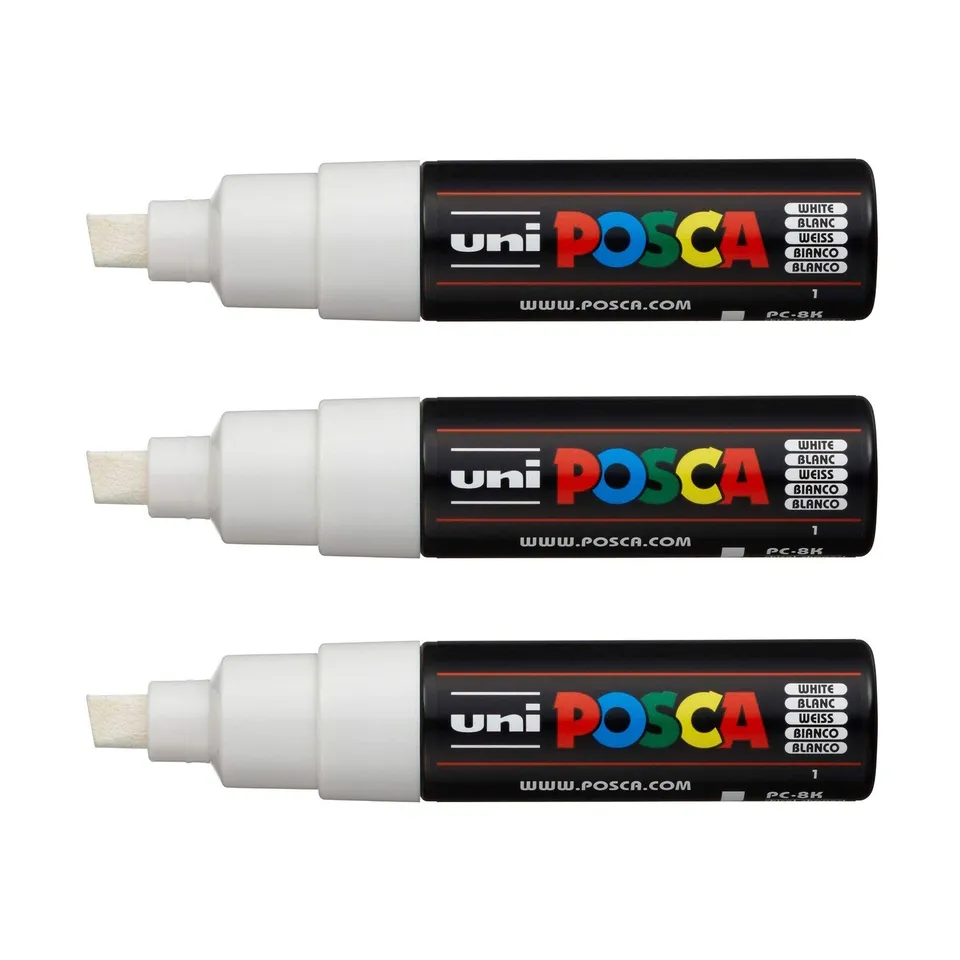 posca-pc-8k-lot-de-3-marqueurs-peinture-8-mm-blanc image 1