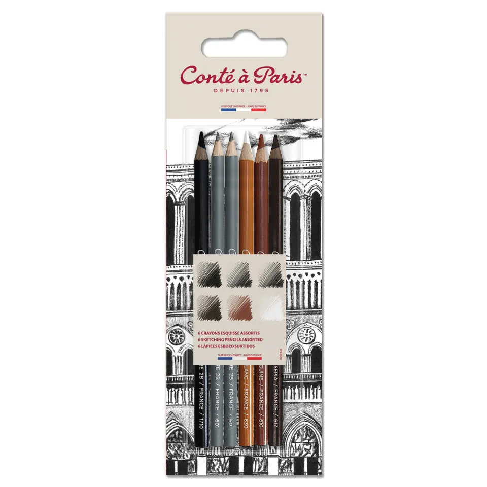 cont-paris-6-crayons-esquisse-assortis image 1