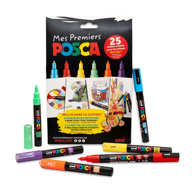 posca-coffret-mes-premiers-6-marqueurs-peinture-25-ateliers image 1