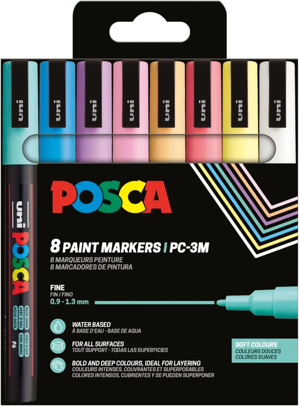 posca-pc3m-8-marqueurs-peinture-fins-set-doux image 1