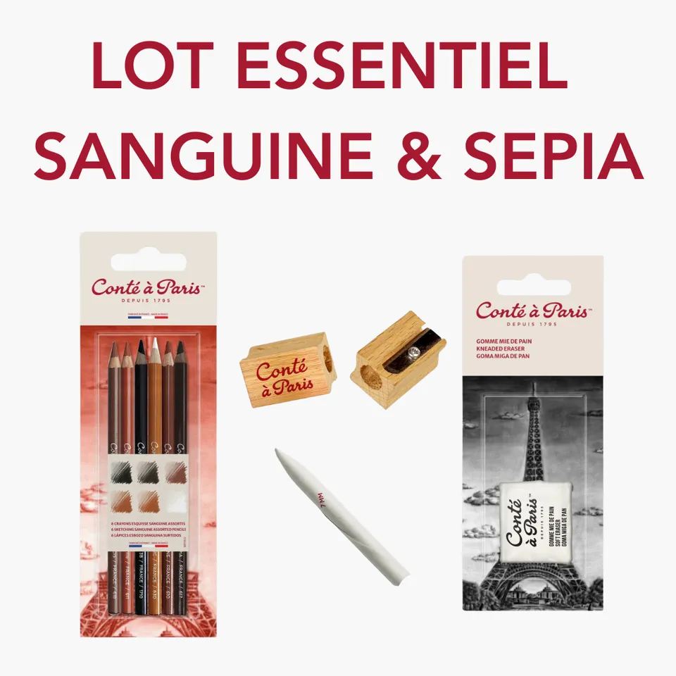 cont-paris-lot-essentiel-esquisse-sanguine-9-pi-ces-portrait image 1