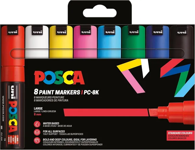 posca-pc-8k-set-8-marqueurs-peinture-8mm-basique image 1