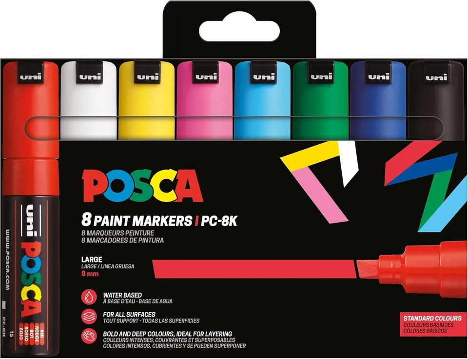 posca-pc-8k-set-8-marqueurs-peinture-8mm-basique image 1
