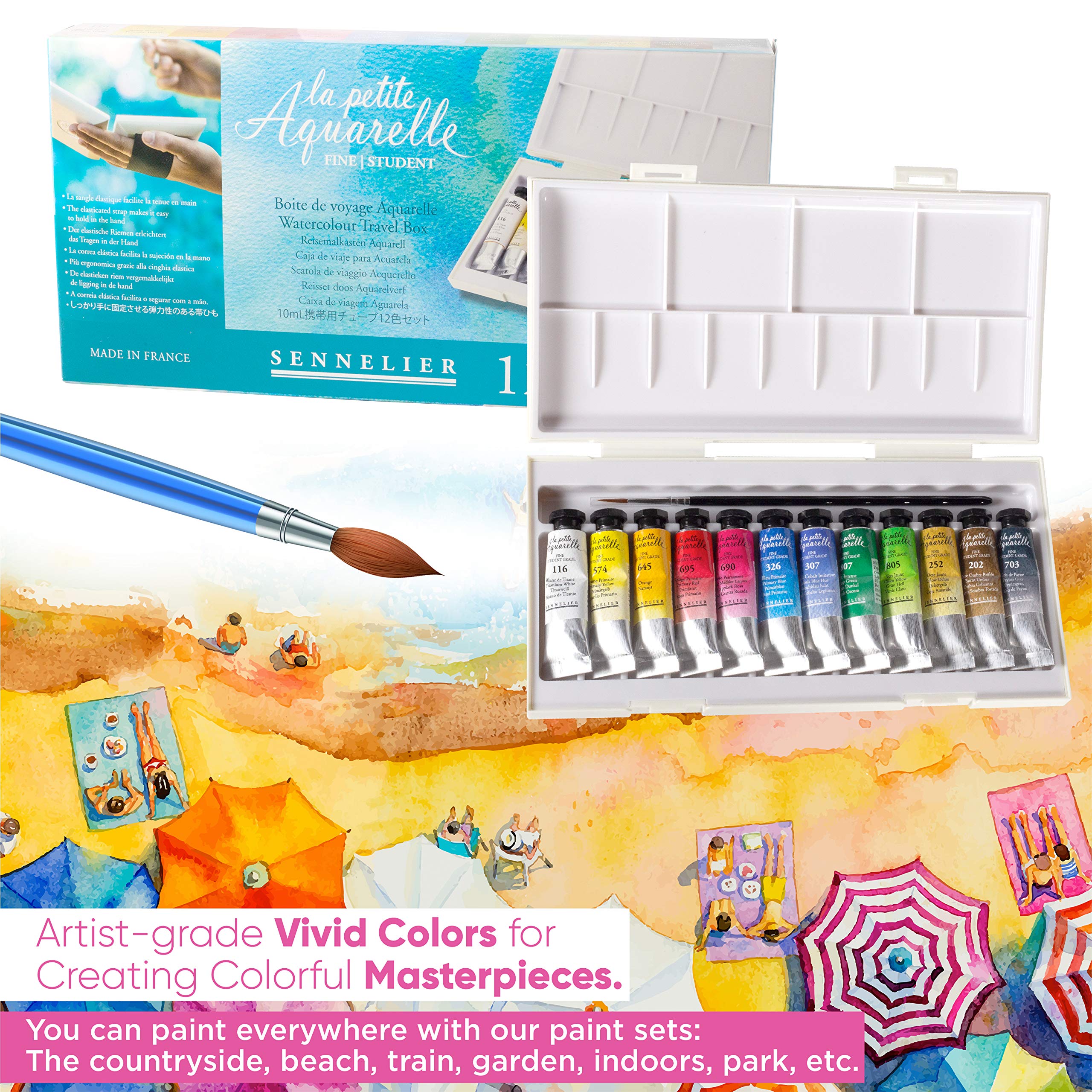 sennelier-la-petite-aquarelle-coffret-12-tubes-10-ml-pinceau image 6