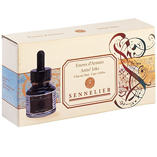 sennelier-encre-artiste-set-4-couleurs-30ml-dessin-et-calligraphie image 2