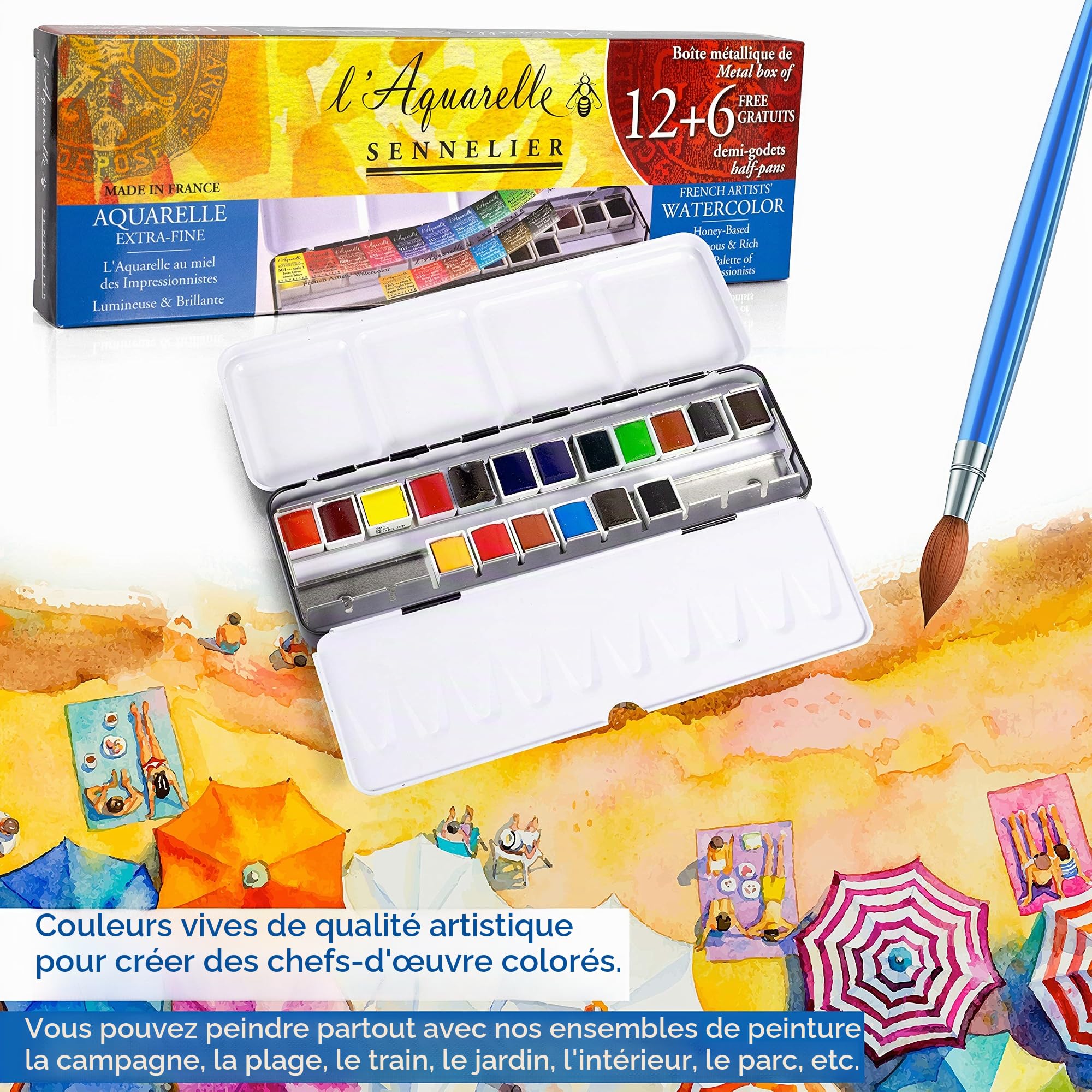 sennelier-l-aquarelle-extra-fine-bo-te-m-tal-12-demi-godets-6-offerts image 3