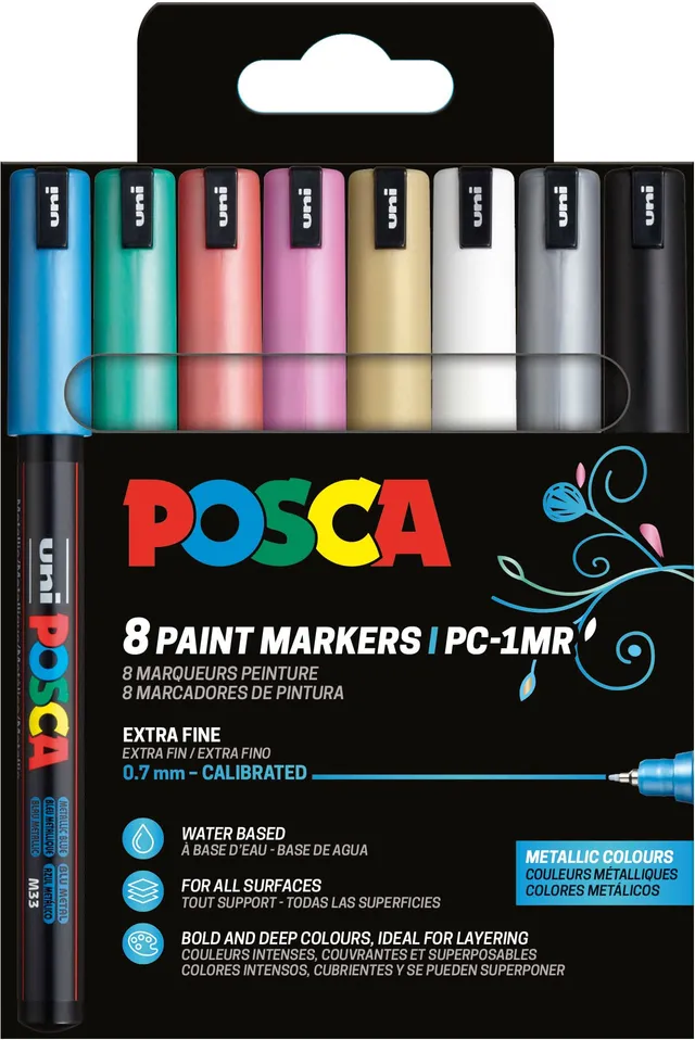 posca-pc1mr-8-marqueurs-peinture-extra-fins-couleurs-m-tal image 1