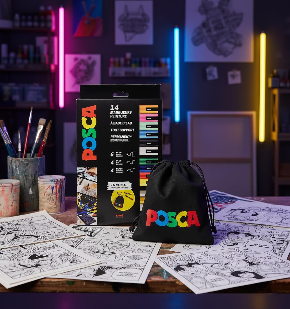 posca-maxi-pack-14-marqueurs-pochon-multi-pointes image 2