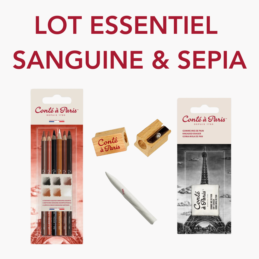 cont-paris-lot-essentiel-esquisse-sanguine-9-pi-ces-portrait image 1