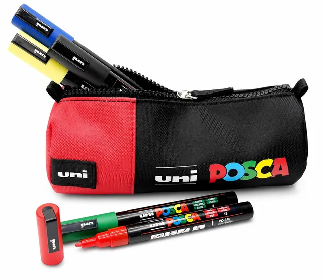 posca-trousse-6-marqueurs-peinture-base-eau-full-black-pc-5m-pc-3m image 1