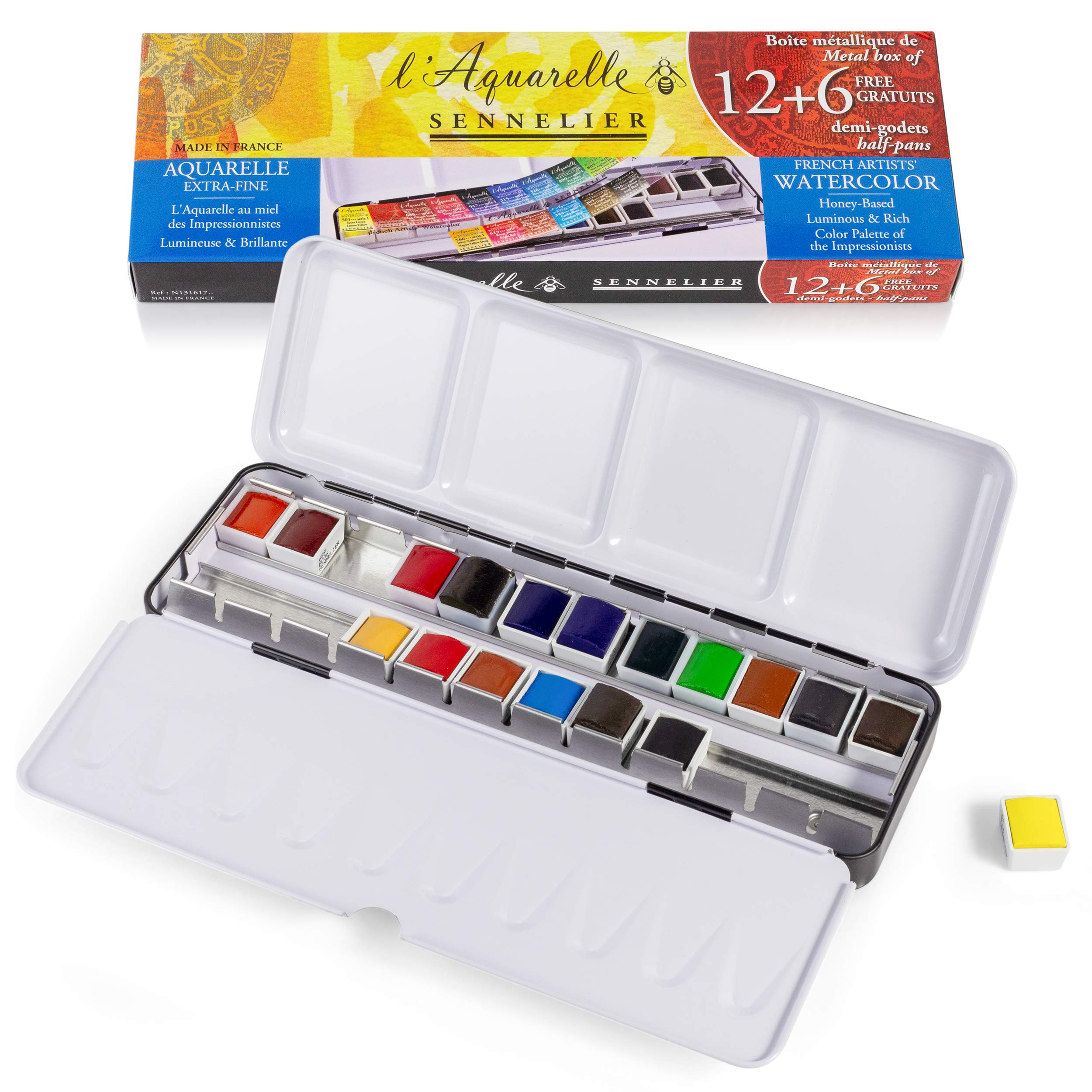 sennelier-l-aquarelle-extra-fine-bo-te-m-tal-12-demi-godets-6-offerts image 1