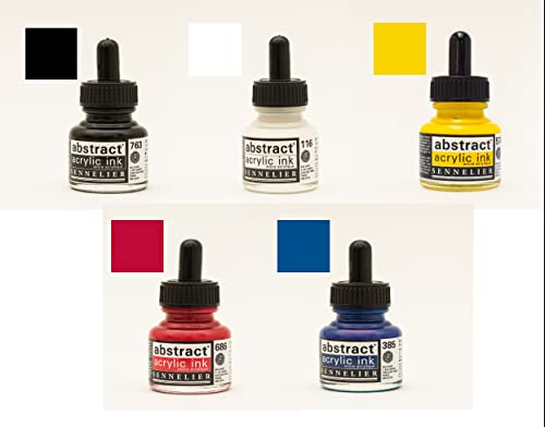 sennelier-encre-acrylique-abstraite-5-flacons-30-ml-primaires image 6