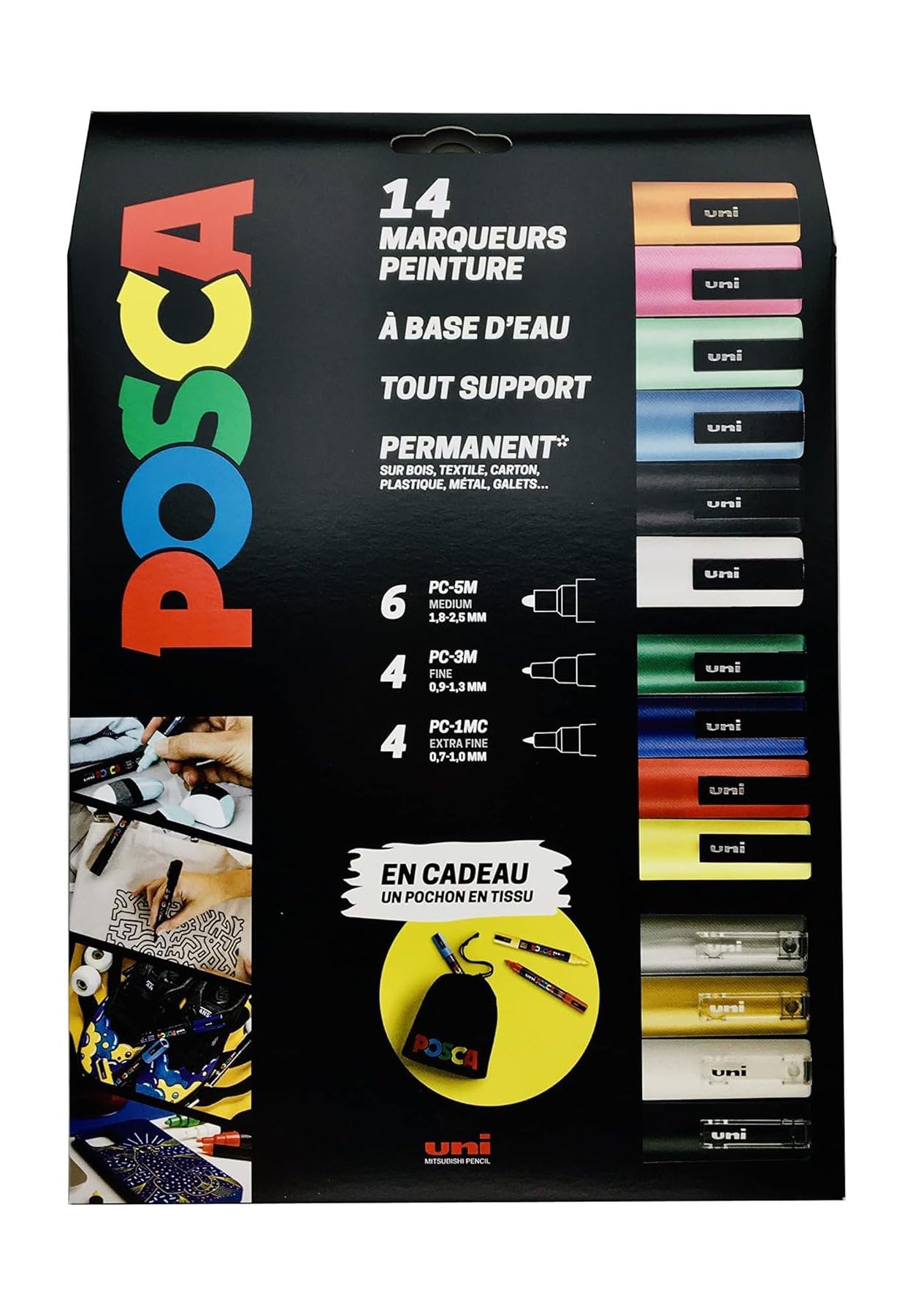 posca-maxi-pack-14-marqueurs-pochon-multi-pointes image 1