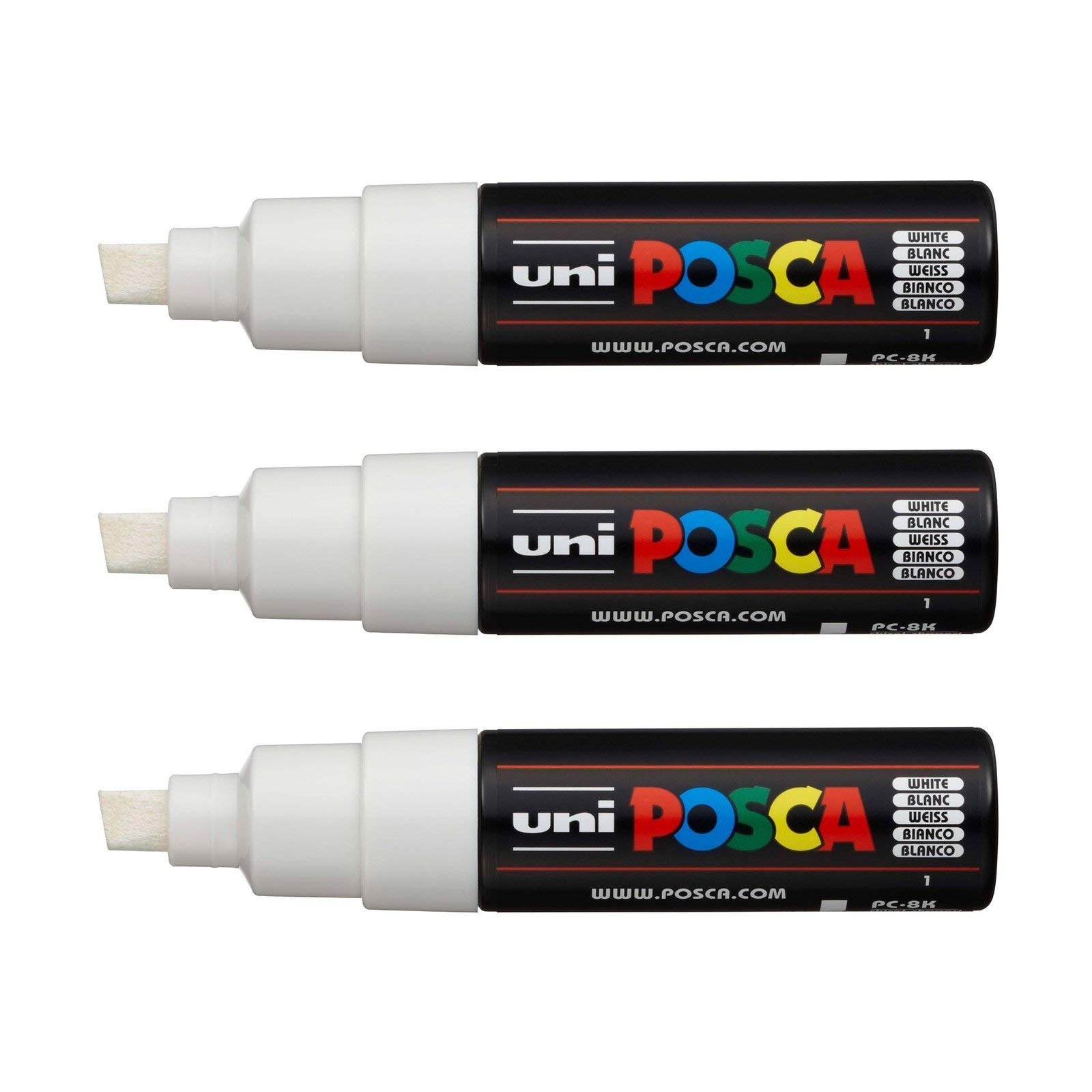 posca-pc-8k-lot-de-3-marqueurs-peinture-8-mm-blanc image 1