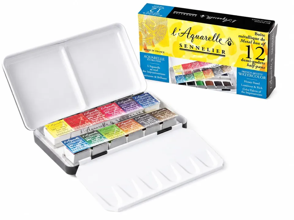 sennelier-l-aquarelle-bo-te-m-tal-12-demi-godets image 1