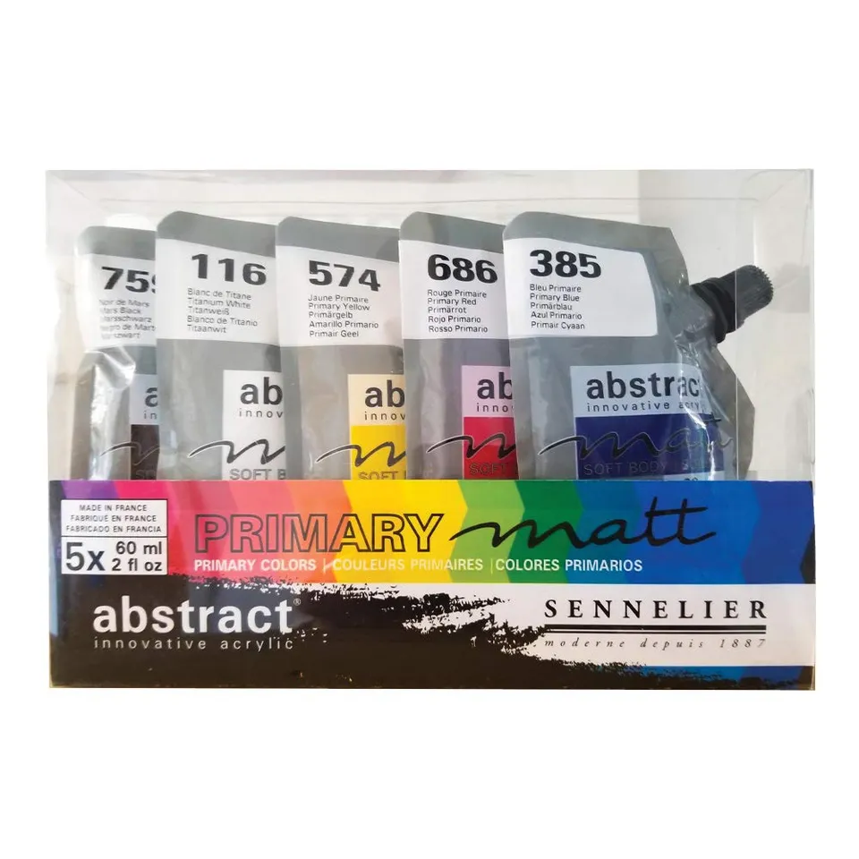 sennelier-abstract-acrylique-mate-5-pochettes-60-ml-primaires image 1